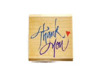 Thank You with Heart  Rubber Stamp by Rubber Stampede