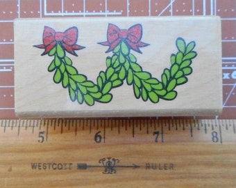 Christmas Garland Rubber Stamp    NEW