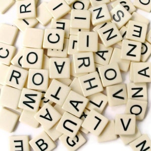 Vintage Anagram Letter Tiles set of 25 Cream colored tiles