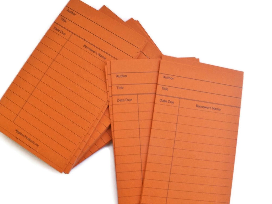 Orange Library Cards Set of 20 Etsy