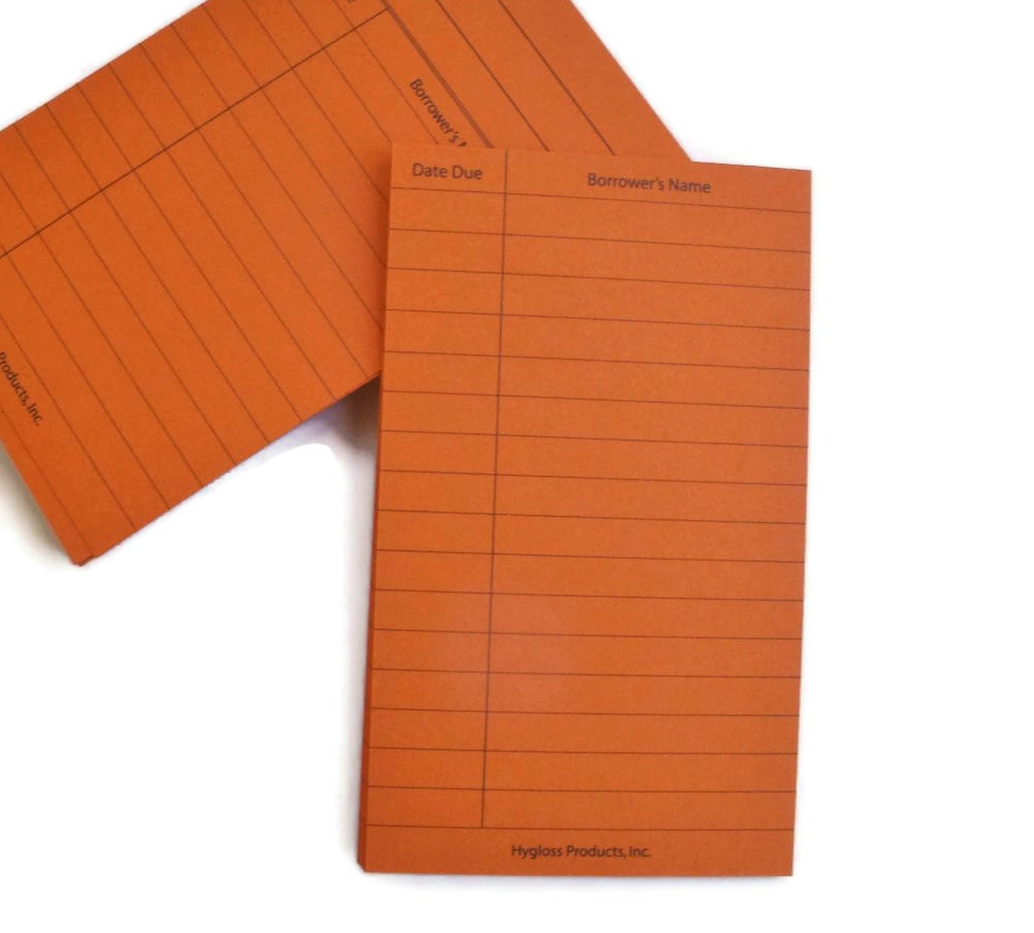 Orange Library Cards Set of 20 Etsy