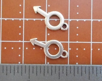 Male Symbol Charms 3/4 inch set of 2 silver color