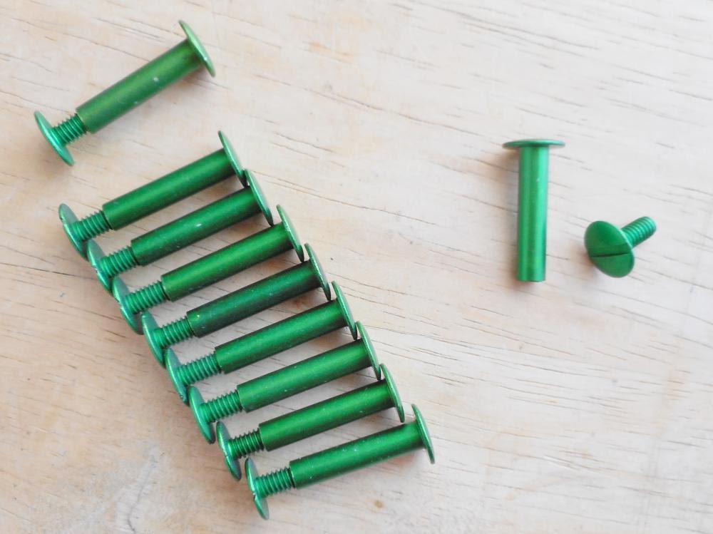 7/8 Inch GREEN Scrapbook Screw Posts Set of 10 Aluminum Posts Etsy