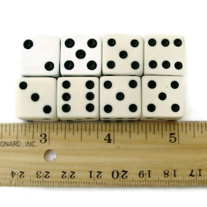 Vintage Game Dice Black and White set of 8