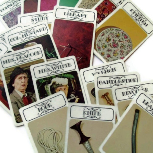 Vintage game cards 1972 Clue Game 21 cards
