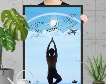 Póster enmarcado en papel mate mejorado con relación de aspecto 2:3 / Esperanza más allá del horizonte / Impresión de póster de paisaje marino / Arte de la atención plena / Arte de resplandor silencioso