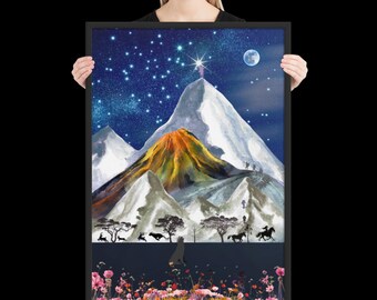 Póster enmarcado en papel mate mejorado con relación de aspecto 2:3 / Luces y sombras de montaña - Arte mural inspirado en la naturaleza