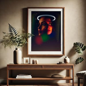 Arredamento per la casa, ritratto surreale, immagine spirituale, retrò, analogico, arte psichedelica, fotografia onirica, arte psichedelica, alone, fantasy, poster