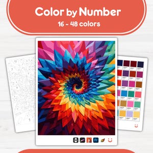 Vibrant Geometric Design - Color by Number - Digital & Printable - 4 Levels