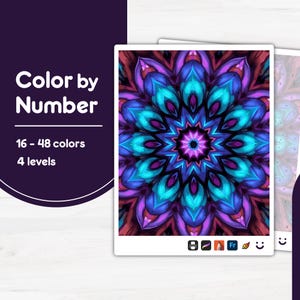 Waves of Illumination Color by Number PBN for Procreate, Sketchbook, Prints, Easy/Advanced, Kid/Adult