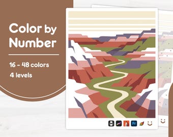Winding Canyon Road - Color by Number - Digital & Printable - 4 Levels