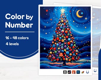 Bright Ornaments Display - Color by Number - Digital & Printable - 4 Levels