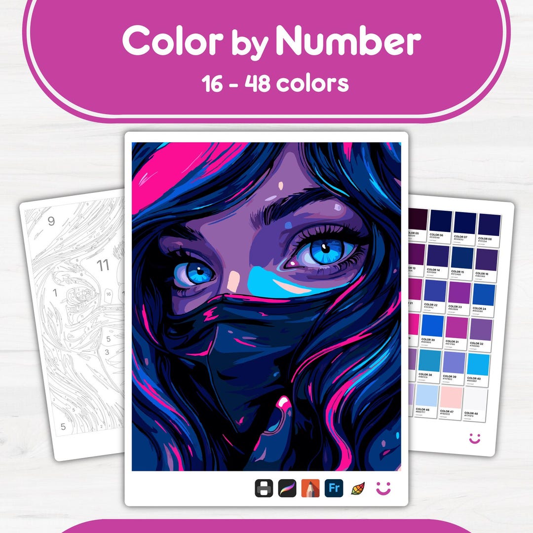 Close-up of Eyes - Color by Number - Digital & Printable - 4 Levels - Etsy