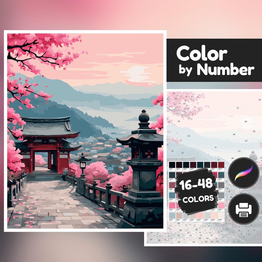 Blossoms and Beyond Color by Number Pages, Paint by Number, Digital ...