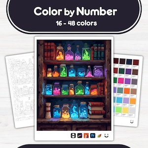 Colorful Glass Jars - Color by Number - Digital & Printable - 4 Levels
