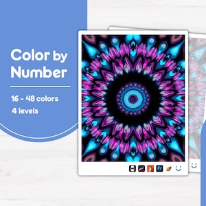 Celestial Blooms Color by Number PBN for Procreate, Sketchbook, Prints, Easy/Advanced, Kid/Adult