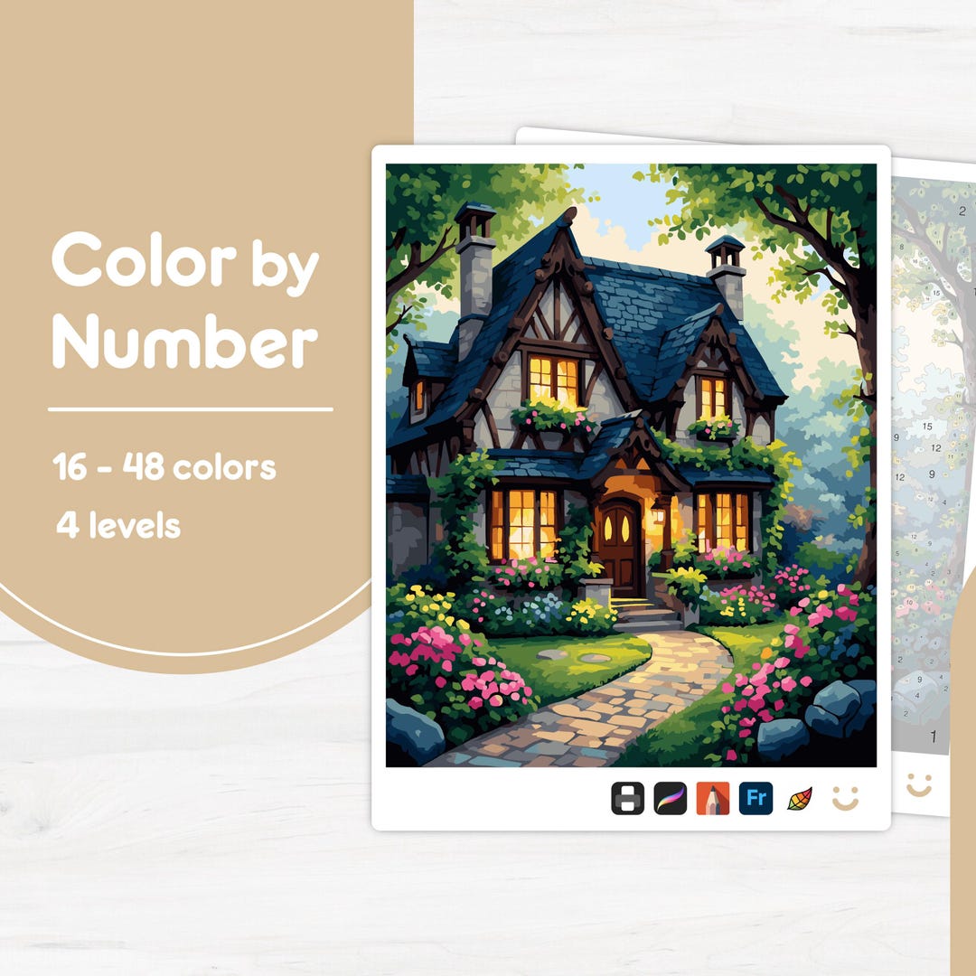Charming Flower Garden - Color by Number - Digital & Printable - 4 ...