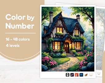 Charming Flower Garden - Color by Number - Digital & Printable - 4 Levels