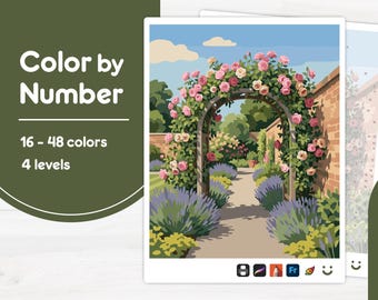 Flower Archway Path - Color by Number - Digital & Printable - 4 Levels