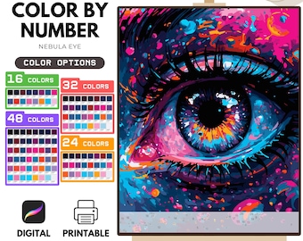 Nebula Eye Color by Number Pages, Paint by Number, Digital, Procreate, Printable, Gift For Adult, Kid, Him and Her, PNG, SVG, PDF