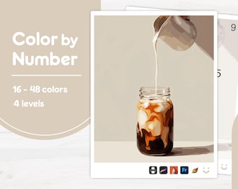 Coffee with Cream - Color by Number - Digital & Printable - 4 Levels