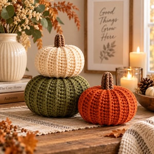 3-Size Crochet Pumpkin Pattern, Easy Autumn Home Decor, Beginner-Friendly Fall Crochet Project, PDF Digital Download