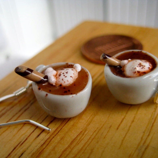 Food Jewelry Hot Chocolate with Pirouettes Earrings