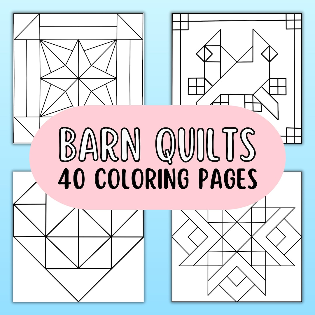 Barn Quilts Coloring Pages 40 Instant Download Images Activity Book for ...