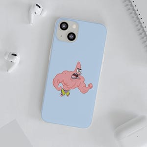 Muscular Patrick SpongeBob iPhone Cover ,iPhone 16 15 14 13 and All Models , Funny Phone Case , Anime Cover