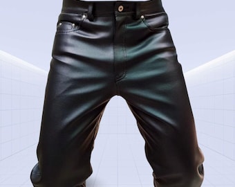 Schwarze Echtleder Jeans für Herren 501 Style