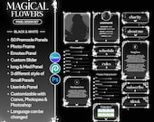 Magical Flowers Twitch Panels - Canva Customizable | 50 Stream Panels Set, Black & White, Stars, Accessory Set, Sliders, Vtuber Panels