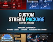 Custom Stream Overlay, Animated Twitch Overlay package, Screens, Alerts, Facecam, Panels, Full Twitch Pack