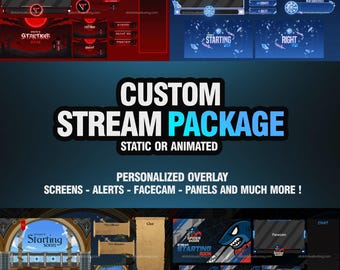 Custom Stream Overlay, Animated Twitch Overlay package, Screens, Alerts, Facecam, Panels, Full Twitch Pack