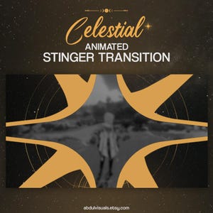 Celestial Animierter Stinger Übergang, Gold, Mystisch Thema, Mond & Sterne, Animierter Stinger Übergang OBS, Vtuber, Twitch Stinger Übergang