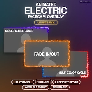 Sovrapposizione animata per Facecam elettrica, sovrapposizione webcam, pacchetto Ultimate, 10 colori, sovrapposizione per Facecam su Twitch