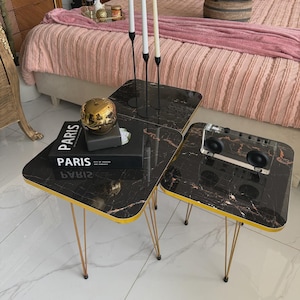 Square Black Glory Nesting Table Set of 3 - Stylish & Space-Saving Nesting Tables Set - Office Decor - Home Decor - Gift for Everyone