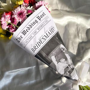 Modèle de journal « Veux-tu être ma demoiselle d'honneur », cadeau de demande en mariage modifiable sur Canva, emballage de bouquet de demoiselle d'honneur, impression de mariage, modèle de journal
