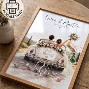 Gepersonaliseerd printbaar huwelijksgeldcadeau voor fotolijstjes | Originele manier om geld te verpakken en op het laatste moment te geven | Download A4