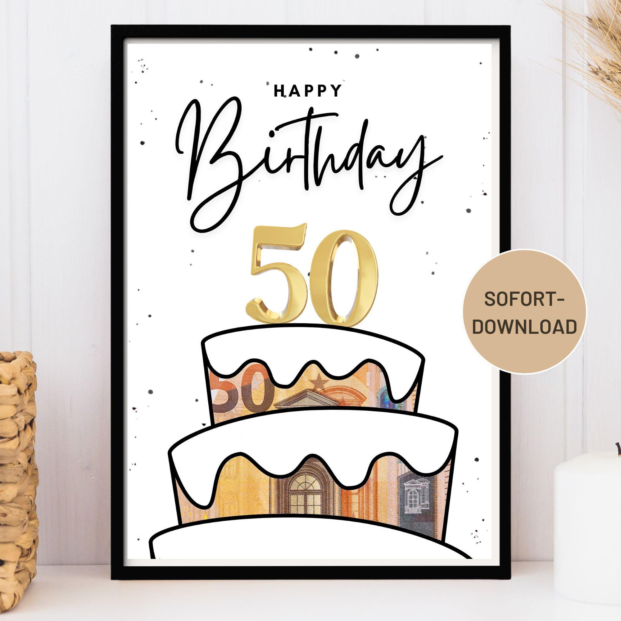 Tortenaufsatz „Happy 50th Birthday“ – Glitzernd, Schwarz, 3 Stück, 15 X 21,6 Cm, Aus 300g Glitzerkarton, Nicht Essbar, Für Jubiläumspartys