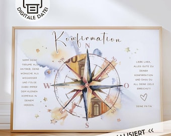 Personalisiertes Geldgeschenk Konfirmation | Geldgeschenk für Junge oder Mädchen | Download A4 | Geschenk zum Ausdrucken