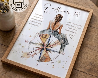 Money gift for an 18th birthday | Birthday gift for girls | Download A4 | Printable money gift