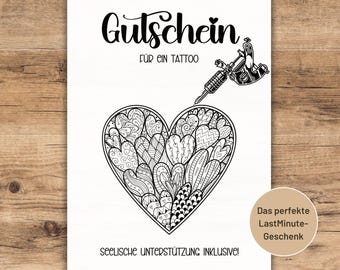 Printable voucher tattoo, PDF download available immediately