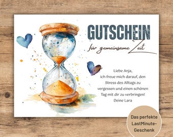 Personalisierter Gutschein für gemeinsame Zeit zum Ausdrucken, PDF Download sofort verfügbar, DinA6