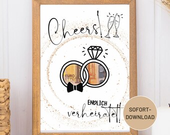 Money Gift Wedding | German Text | DIY Money Gift Idea Confirmation | Instant Download | Download A4 | Printable Gift | PDF Template