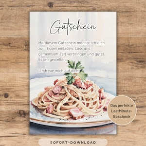Gutschein zum Ausdrucken, Essen gehen, Restaurant, PDF Download, Last Minute Geschenkidee, sofort verfügbar, Geschenk für Sie und Ihn