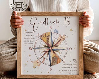 18歳の誕生日プレゼント（ドイツ語テキスト付き）｜A4サイズ（即時ダウンロード）｜PDFテンプレート