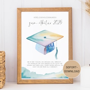 Regalo de dinero para diploma de bachillerato / Texto en alemán / Idea de regalo de dinero DIY / Descarga instantánea / Descargar A4 / Regalo imprimible / Plantilla PDF