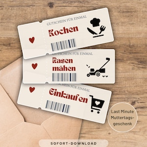 Muttertag Gutschein Last Minute zum Ausdrucken, Muttertagsgeschenk, PDF Download, Geschenkidee, sofort verfügbar, Geschenk für sie