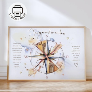 Geldcadeau voor jongerentoewijding | Duitse tekst, kompasontwerp (pdf-download)