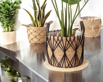 Handwoven Rattan Basket, Bohemian Planter, Home Decor - Etsy